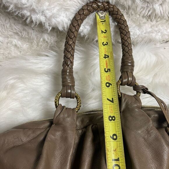 Ellie Tahari soft leather Brown large Satchel/ shoulder bag gold tone hardware - Picture 11 of 13